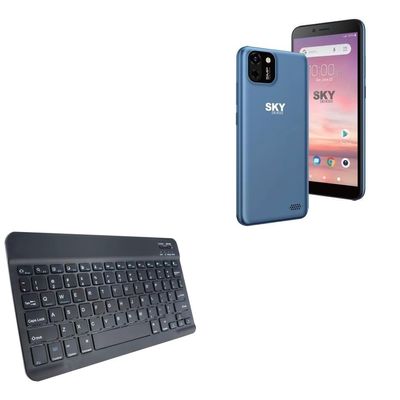 BoxWave Keyboard Compatible with Sky Devices Elite L55 - SlimKeys Bluetooth Keyboard, Portable Thin with Chiclet-Style Keys - Jet Black