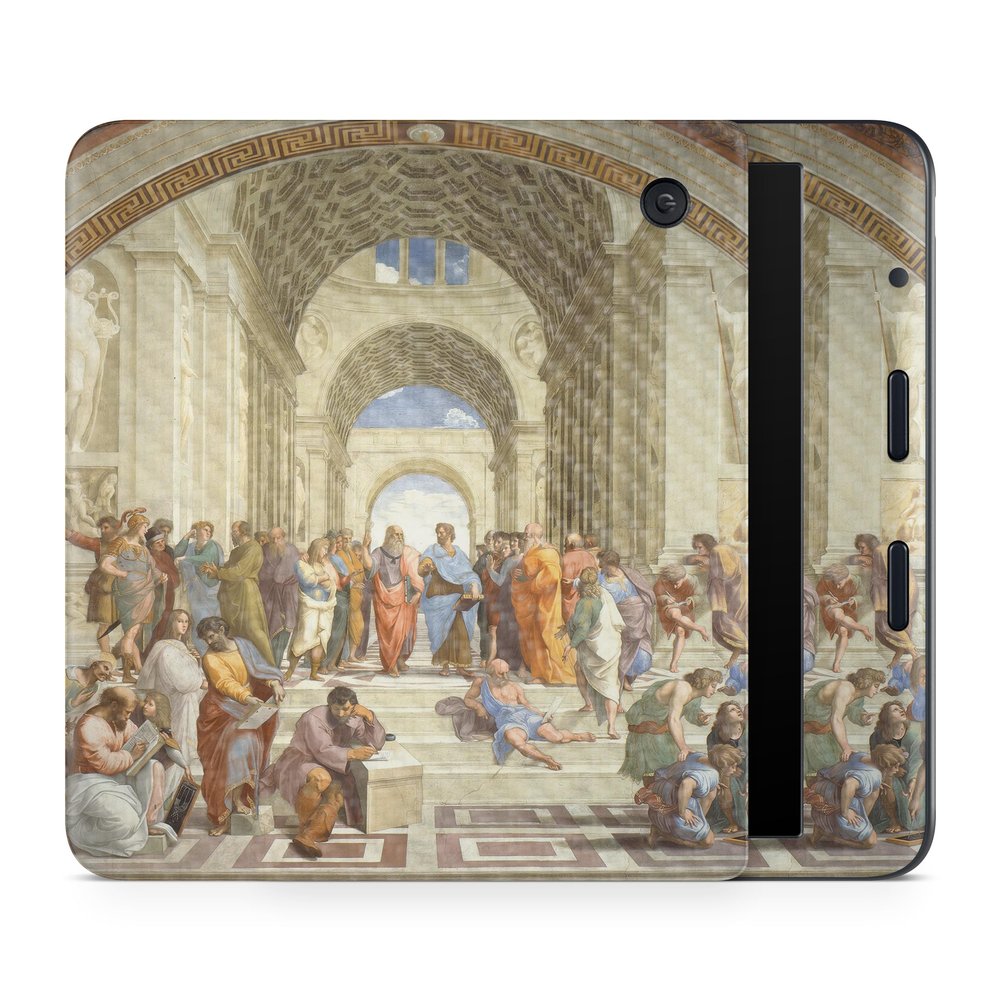 Carbon Fiber E-Reader Skin Compatible with Kobo Libra Colour (2024) - School of Athens - Premium 3M Vinyl Protective Wrap Decal Cover - Easy to Apply | Crafted in The USA by MightySkins