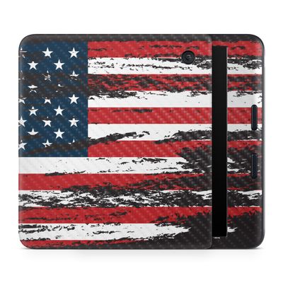 Carbon Fiber E-Reader Skin Compatible with Kobo Libra Colour (2024) - Tattered Flag - Premium 3M Vinyl Protective Wrap Decal Cover - Easy to Apply | Crafted in The USA by MightySkins