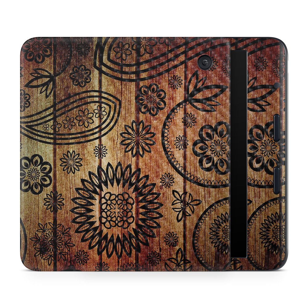 Carbon Fiber E-Reader Skin Compatible with Kobo Libra Colour (2024) - Wooden Floral - Premium 3M Vinyl Protective Wrap Decal Cover - Easy to Apply | Crafted in The USA by MightySkins