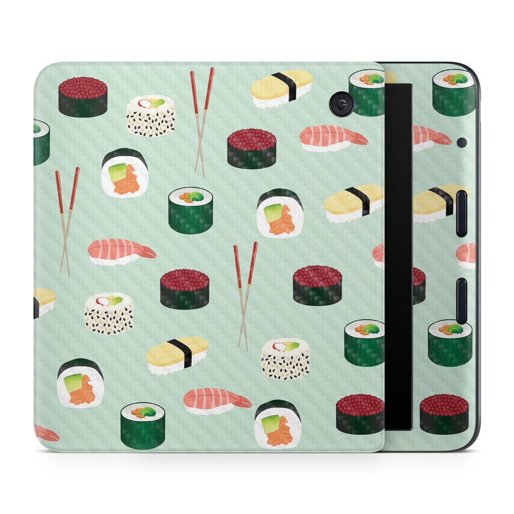 Carbon Fiber E-Reader Skin Compatible with Kobo Libra Colour (2024) - Sushi - Premium 3M Vinyl Protective Wrap Decal Cover - Easy to Apply | Crafted in The USA by MightySkins