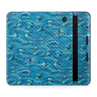 Carbon Fiber E-Reader Skin Compatible with Kobo Libra Colour (2024) - Dolphin Gang - Premium 3M Vinyl Protective Wrap Decal Cover - Easy to Apply | Crafted in The USA by MightySkins