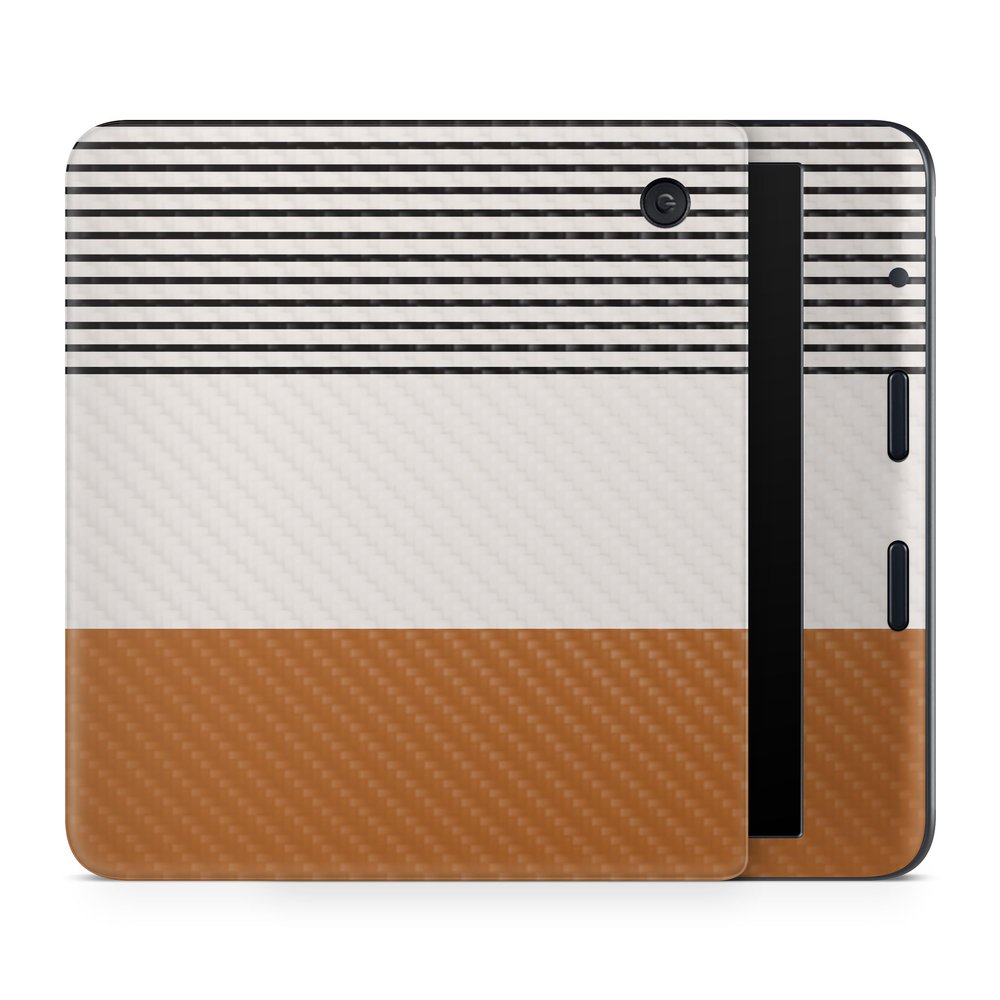 Carbon Fiber E-Reader Skin Compatible with Kobo Libra Colour (2024) - Neutral Stripes - Premium 3M Vinyl Protective Wrap Decal Cover - Easy to Apply | Crafted in The USA by MightySkins