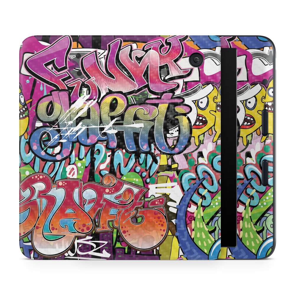 Carbon Fiber E-Reader Skin Compatible with Kobo Libra Colour (2024) - Funky Graffiti - Premium 3M Vinyl Protective Wrap Decal Cover - Easy to Apply | Crafted in The USA by MightySkins