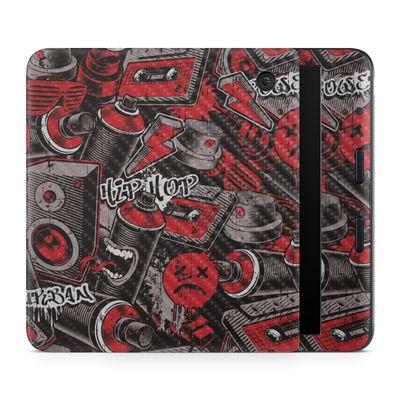 Carbon Fiber E-Reader Skin Compatible with Kobo Libra Colour (2024) - Red Hip Hop - Premium 3M Vinyl Protective Wrap Decal Cover - Easy to Apply | Crafted in The USA by MightySkins