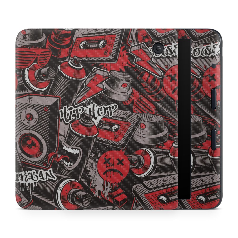 Carbon Fiber E-Reader Skin Compatible with Kobo Libra Colour (2024) - Red Hip Hop - Premium 3M Vinyl Protective Wrap Decal Cover - Easy to Apply | Crafted in The USA by MightySkins