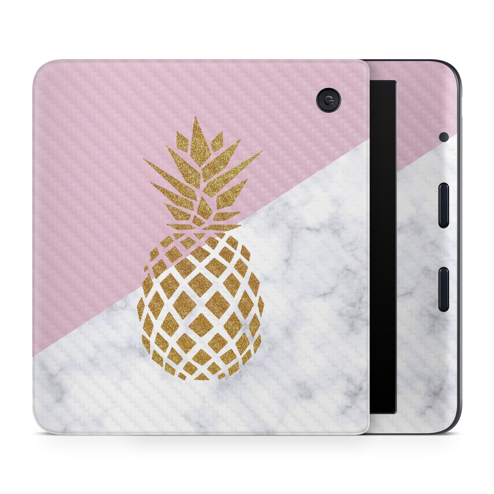 Carbon Fiber E-Reader Skin Compatible with Kobo Libra Colour (2024) - Pretty Pineapple - Premium 3M Vinyl Protective Wrap Decal Cover - Easy to Apply | Crafted in The USA by MightySkins