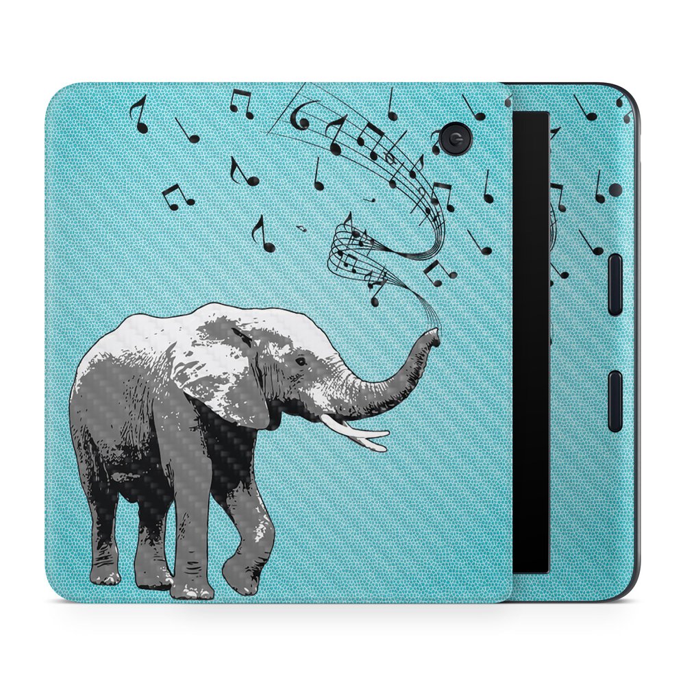 Carbon Fiber E-Reader Skin Compatible with Kobo Libra Colour (2024) - Musical Elephant - Premium 3M Vinyl Protective Wrap Decal Cover - Easy to Apply | Crafted in The USA by MightySkins