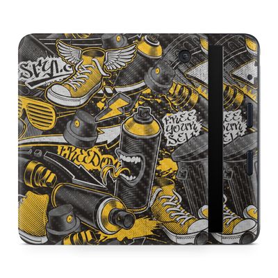 Carbon Fiber E-Reader Skin Compatible with Kobo Libra Colour (2024) - Yellow Hip Hop - Premium 3M Vinyl Protective Wrap Decal Cover - Easy to Apply | Crafted in The USA by MightySkins