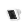 Ring Outdoor Cam Pro, Plug-In (newest model), Home or business security, Retinal 4K with wide-angle video, 10x Enhanced Zoom, and Low-Light Sight, White view 1