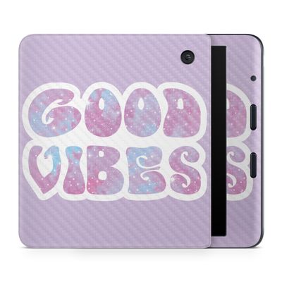 Carbon Fiber E-Reader Skin Compatible with Kobo Libra Colour (2024) - Good Vibes - Premium 3M Vinyl Protective Wrap Decal Cover - Easy to Apply | Crafted in The USA by MightySkins