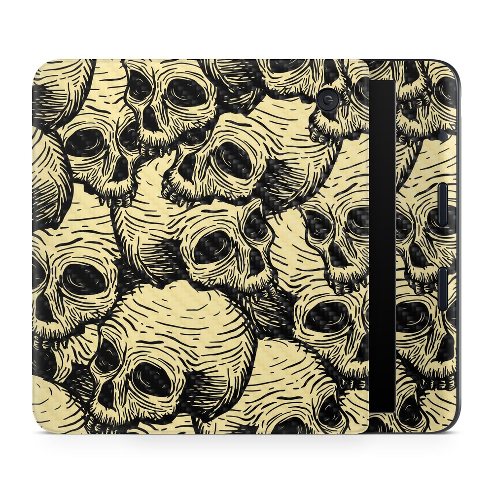 Carbon Fiber E-Reader Skin Compatible with Kobo Libra Colour (2024) - Inked Skulls - Premium 3M Vinyl Protective Wrap Decal Cover - Easy to Apply | Crafted in The USA by MightySkins