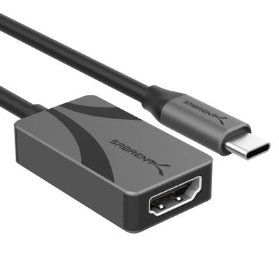 SABRENT, HDMI to USB C Adapter, USBC to HDMI Adapter 4K 60Hz, Thunderbolt Compatible for MacBook Pro/Air, iPhone 15/16, S23/24, Laptops, Tablets, Aluminum Design (DA-CH4K)