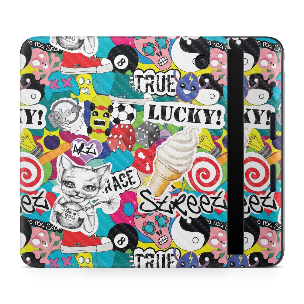 Carbon Fiber E-Reader Skin Compatible with Kobo Libra Colour (2024) - Sticker Bomb - Premium 3M Vinyl Protective Wrap Decal Cover - Easy to Apply | Crafted in The USA by MightySkins
