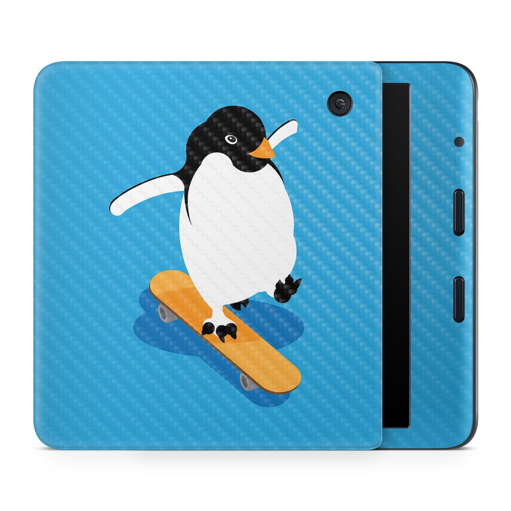 Carbon Fiber E-Reader Skin Compatible with Kobo Libra Colour (2024) - Skater Penguin - Premium 3M Vinyl Protective Wrap Decal Cover - Easy to Apply | Crafted in The USA by MightySkins