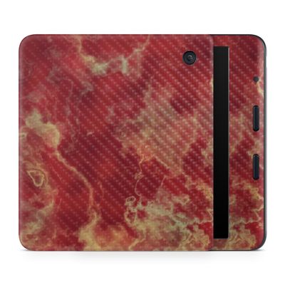 Carbon Fiber E-Reader Skin Compatible with Kobo Libra Colour (2024) - Crimson Marble - Premium 3M Vinyl Protective Wrap Decal Cover - Easy to Apply | Crafted in The USA by MightySkins