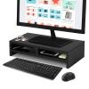 Monitor Stand Riser Modern 2 Tiers Wood Monitor Stand Widen Monitor Stand TV PC Laptop Computer Screen Riser Desktop Organiser Large Load Capacity with Storage Shelf W500 x D200mm x H117mm (Black) view 1
