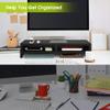Monitor Stand Riser Modern 2 Tiers Wood Monitor Stand Widen Monitor Stand TV PC Laptop Computer Screen Riser Desktop Organiser Large Load Capacity with Storage Shelf W500 x D200mm x H117mm (Black) view 4