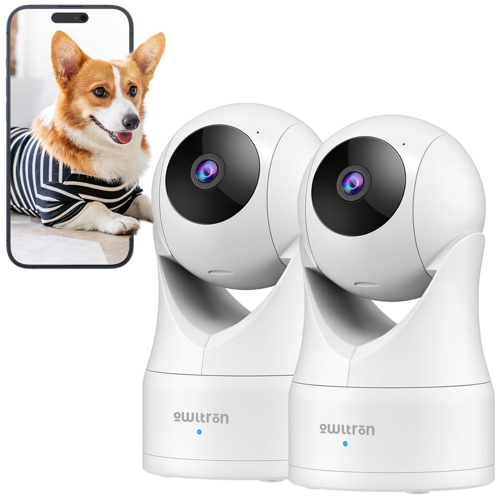 owltron Indoor Security Camera 2K, 360 Cameras for Home Security with Motion Detection, 2.4G WiFi for Pet/Baby/Nanny Cam with Night Vision, Siren Alarm & 2-Way Audio, Compatible with Alexa