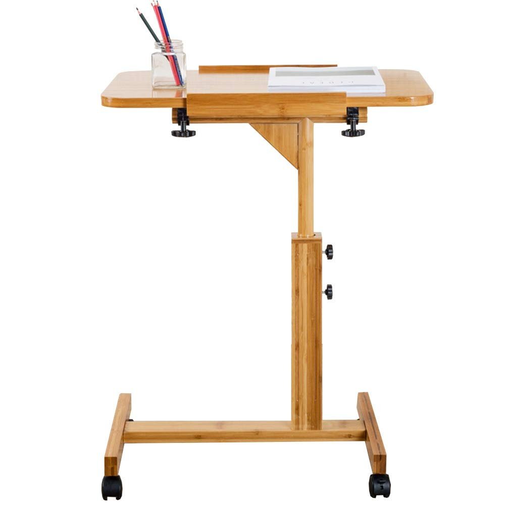 Table Laptop Sofa Bedside Overbed Adjustable Height Sturdy Notebook Computer Stand Desk with Wheels Computer Desk(60x40x62-94cm)