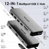 WAVLINK USB C Docking Station Dual Monitor, USB-C Hub Laptop Triple Display with 2 HDMI,DisplayPort, 100W PD Charging, Ethernet, 5 USB, SD/TF Read, Audio for MacBook Dell HP Lenovo Surface, Grey view 2