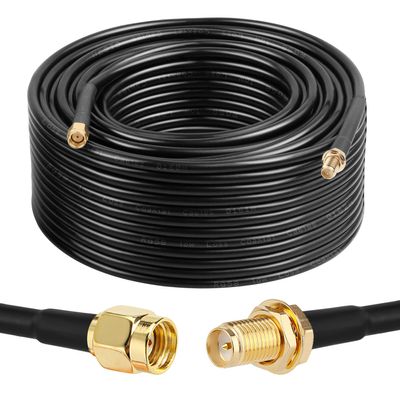 100FT RP-SMA Male to RP-SMA Female Coax Cable, XRDS -RF RG58 RP-SMA WiFi Antenna Extension Coax Cable for WiFi LAN Router Wireless Network Card Adapter
