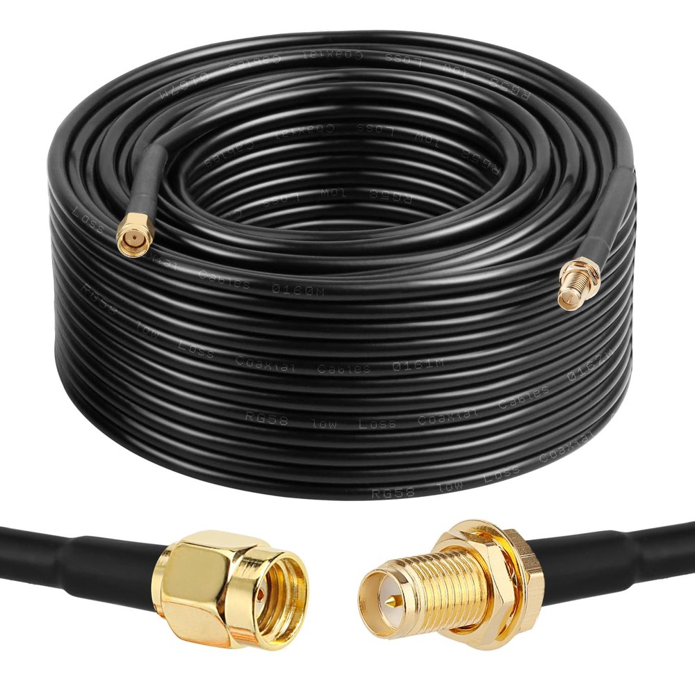 100FT RP-SMA Male to RP-SMA Female Coax Cable, XRDS -RF RG58 RP-SMA WiFi Antenna Extension Coax Cable for WiFi LAN Router Wireless Network Card Adapter