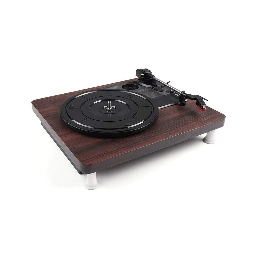 JDXQBLD Wireless 3-Speed Turntable with Stereo Speakers Natural Wood Vinyl Record Player, Belt-Drive, Vinyl to MP3 Recording, USB
