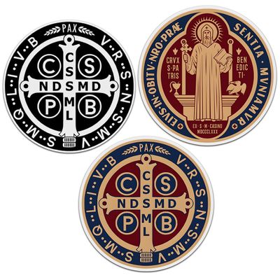 (3Pcs) St Benedict Medal Sticker Saint Benedict Stickers Christian Catholic Gift Waterproof Vinyl Sticker Decal for Laptop Water Bottle Hardhat 6 Inches