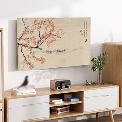 19-80 Inch LED LCD Smart TV Dust Cover Indoor TV Cover Cloth Dust-Proof Non Slip Fabric Art Printing TV Screen Protector Cover Bedroom Decor(Size:60in(141x85cm),Color:A)