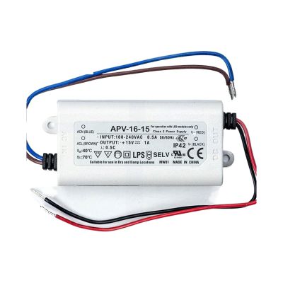 APV-16-15 15V 1A 15W Compact Class 2 Power Supply for LED Lighting and Electrical Devices