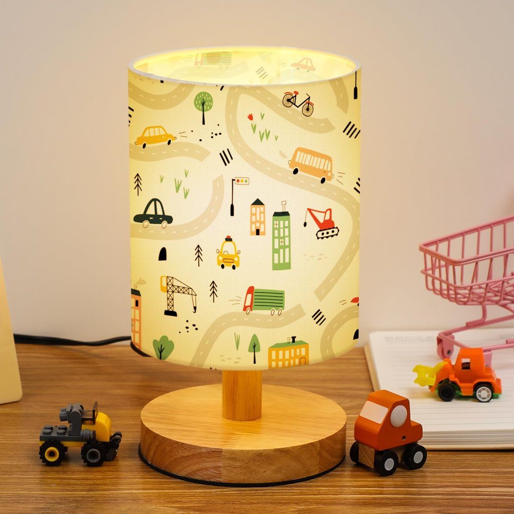 VIHOSE Transportation Kids Table Lamp for Bedroom Kids Lamps for Girls Room