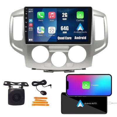 2G+64G CarPlay Android Auto Navigation Stereo GPS Radio Reverse Camera Display 9" IPS Touchscreen Headunit Tablet Pad Media Player for Nissan Nv200 2009-2019, if Applicable Quad Core 2G+64G