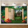 45x24 Fairy Tale Forest Backdrop Fairy Tale Books As a Door Photography Background Mushroom Vine Landscape for Girls Birthday Baby Shower Party Newborn Kid Children Cake Smash Props view 4