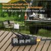 Outdoor Power Strip Weatherproof 6 FT Outdoor Extension Cord Waterproof Surge Protector Power Strip, 3 AC Outlets, 1625W - for Camping, Home, Office, Garden, Dorm, FCC UL Listed view 2