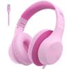 EarFun K3 Kids Headphones, USB Type C Over Ear Headphones for Kids, Volume Limit, HD Stereo Sound, Comfortable Fit, Foldable Wired Headphone for School/Travel/Boys/Girls/Tablet/iPad, Pink view 1