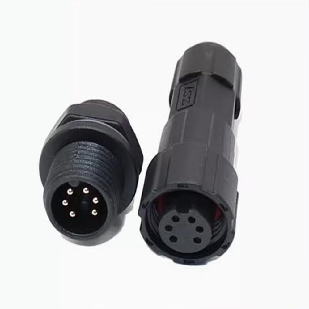 Elecbee M16 Male-Female Panel-Mount Waterproof Connector for Outdoor Communication, 6 Pin