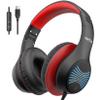 EarFun K3 Kids Headphones, USB Type C Over Ear Headphones with Microphones, 85/94dB Volume Limit, HD Stereo Sound with LED Light, Foldable Wired Headphones for School/Boys/Girls/Tablet, Black view 1
