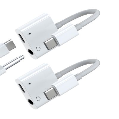 3.5mm to USB C Audio Adapter (2Pack) Type C Jack Headphone Charger Splitter for iPhone16 15 Pro Compatible for Samsung for Apple for iPad Port Dongle Aux Cable Earphone Adaptor Car Charging Converter