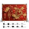 12x8ft Happy Chinese New Year Backdrop 2025 Year of The Snake Photography Background Chinese Spring Festival Lunar New Year Party Decorations Supplies Photo Studio Props view 2