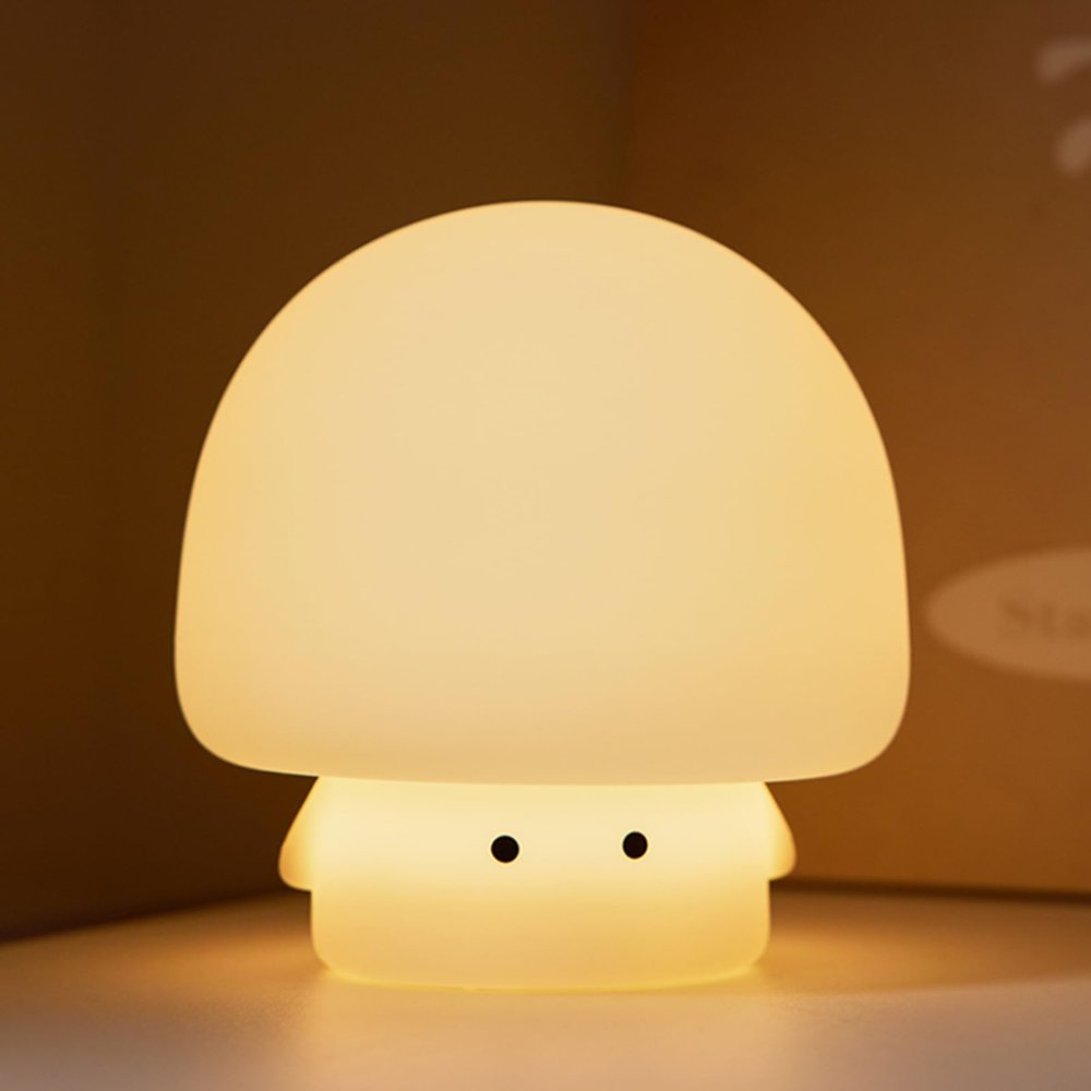 YEEFIGRO Cute Baby Night Light for Kids,Rechargeable Dimmable Silicone Nursery Toddler Mushroom Nightlight,Squishy Bedside Lamp for Night Stands,Fun Decor for Children,Mother's Day Gift(White)