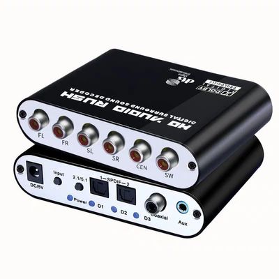 Audio Decoder 5.1CH DTS Dolby Converter AC3 Converter Digital Audio Converter Digital Optical Coax to Analog Sound Decoder Converter for Home Concert Hall Cinema