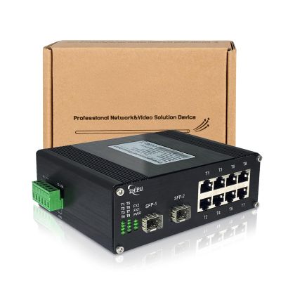Industrial 8 Port Gigabit 90W PoE++ Switch With 20Gbps Bandwidth, 10/100/1000Mbps, 2 SFP Port, 802.3af/at/bt Ethernet Switch, IP40 Al Case, Desktop or Din Rail