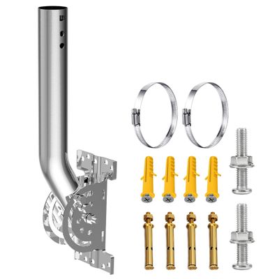 Heavy Duty Pivot Antenna Pole Mount Bracket, J-Pipe Solid Rustproof Stainless Steel Mast (12''(H) - 1.38 Rod) for Wall, Eave or Roof Mounting,Compatible with Outdoor Access Point,Antennas,Starlink