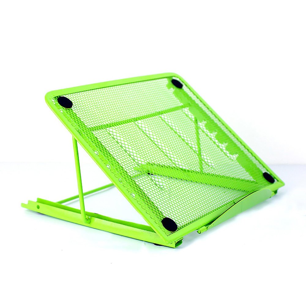 SagaSave Metal Mesh Adjustable Laptop Stand, Notebook Ventilated Holder, Computer Riser for Desk (Green)