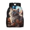 DJUETRUI Backpack for Men Women Lightweight Travel Backpack Blue Eyes Cat Carry On Backpack Laptop Backpack Casual Daypack view 1