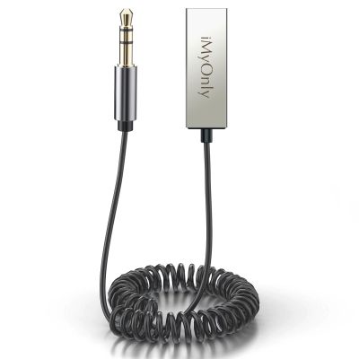 iMyOnly Aux Bluetooth Adapter All-Metal Bluetooth 5.3 Receiver for Car with Hands-Free Calling and Navigation,use in Car and Home Stereo
