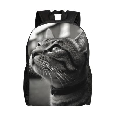 DJUETRUI Backpack for Men Women Lightweight Travel Backpack Black and White Photo of Cat Carry On Backpack Laptop Backpack Casual Daypack