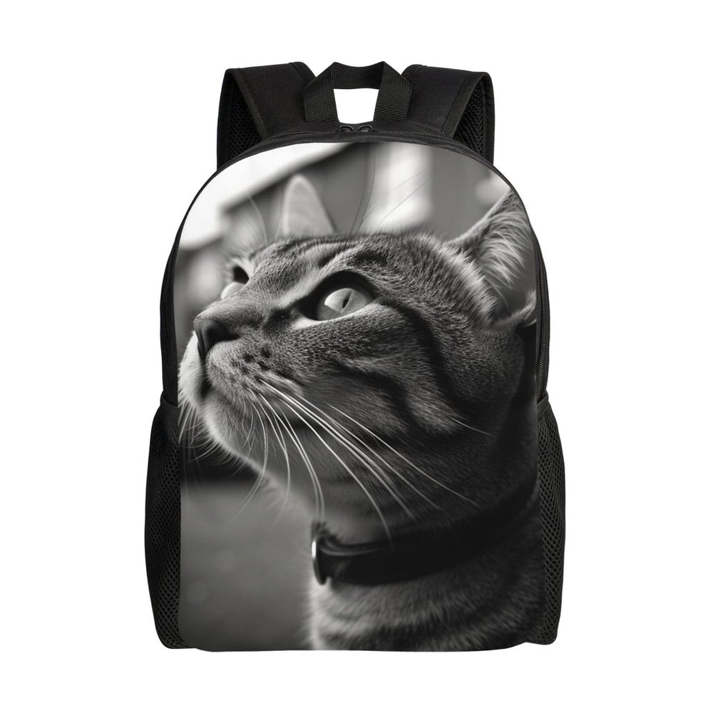 DJUETRUI Backpack for Men Women Lightweight Travel Backpack Black and White Photo of Cat Carry On Backpack Laptop Backpack Casual Daypack