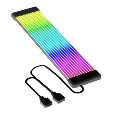 ARGB Extension Cable 5V 3-Pin, 12-Light Guide Strips 120 LEDs, Flexible Silicone Sync Cable for Motherboard GPU CPU, Compatible with Aura Sync, RGB Fusion, Mystic Light (24 Pin or 3x8 Pin)
